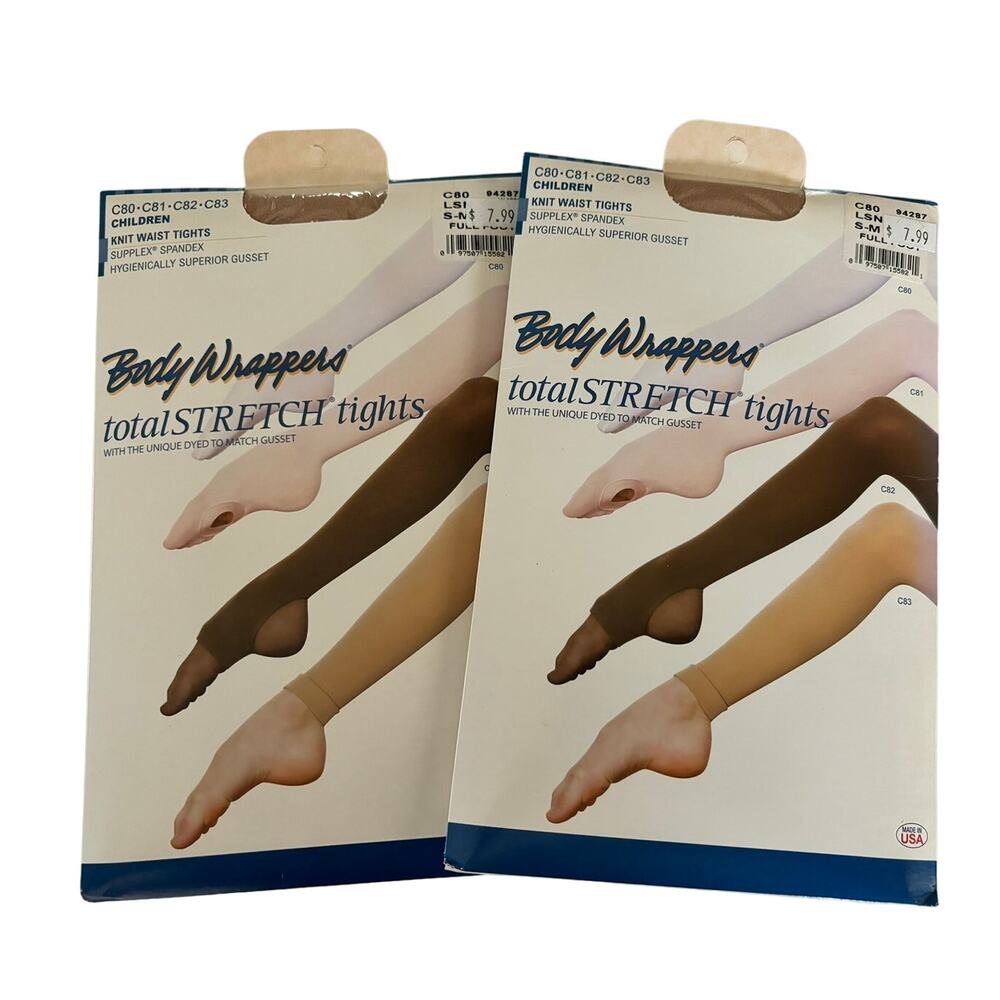 Body Wrappers Full Foot Knit Waist Tights C80, Tan, Size Child S-M (4-7) NEW